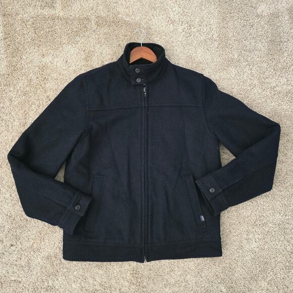 Abercrombie & Fitch Men’s Wool Coat Jacket L Navy Blue Quilted Classic Preppy - Picture 5 of 9